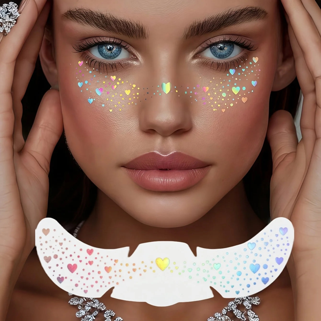 6 Sheets Glitter Freckles Holographic Stickers Heart Freckle Tattoos