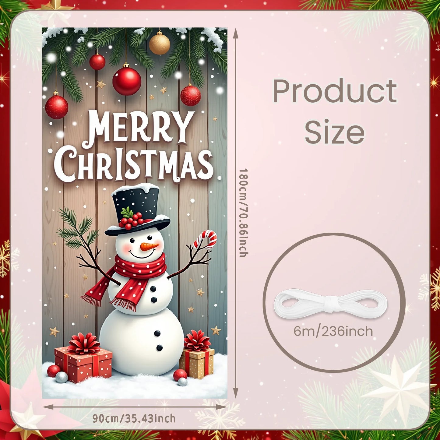 Christmas snowman Hanging Flag Door Banner