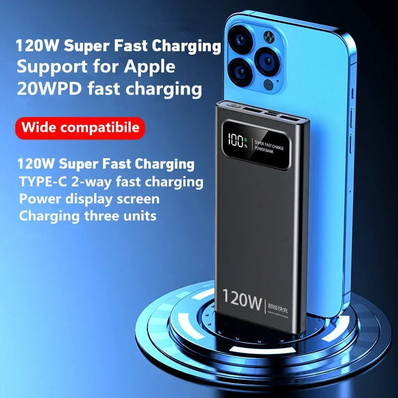 Power Bank 120W Super Fast Charging Battery High Capacity Digital