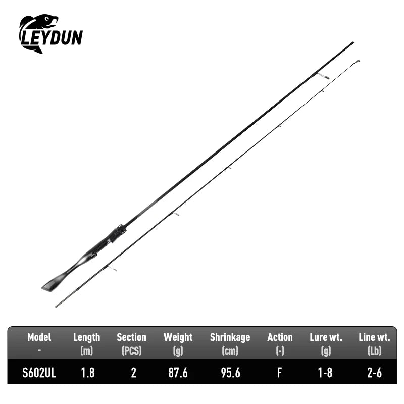 LEYDUN Black Creek Fishing Rod 2 Section Spinning Casting 1.5/1.68/1.8m
