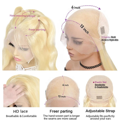 30 Inch 613 Blonde HD Transparent Lace Front Wigs Human Hair