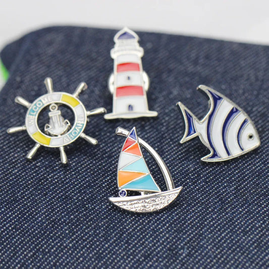 Navy Style Badge Cartoon Tropical Fish Metal Brooch