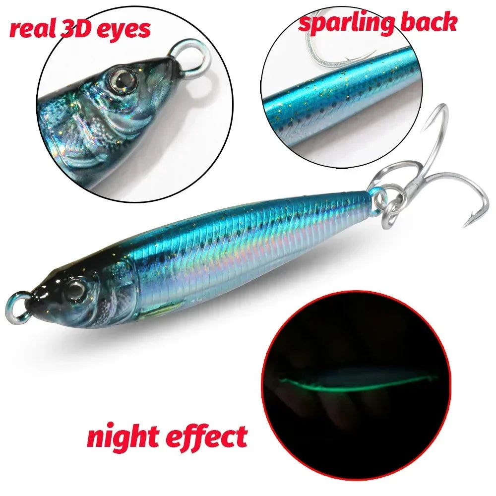 Metal Jig Bait 20g 30g 40g Spinner Sinking 3D Eye Color
