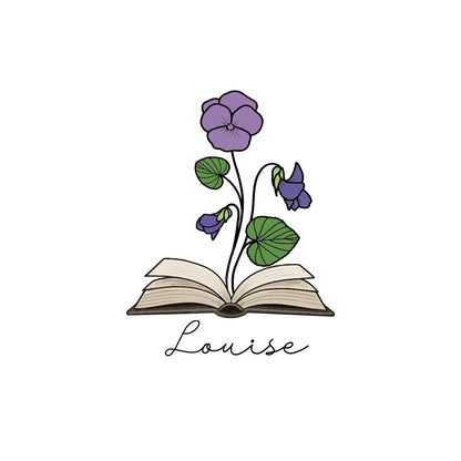 1pc Name Bookmark with Birth Flower,Custom Leather Birth Flower