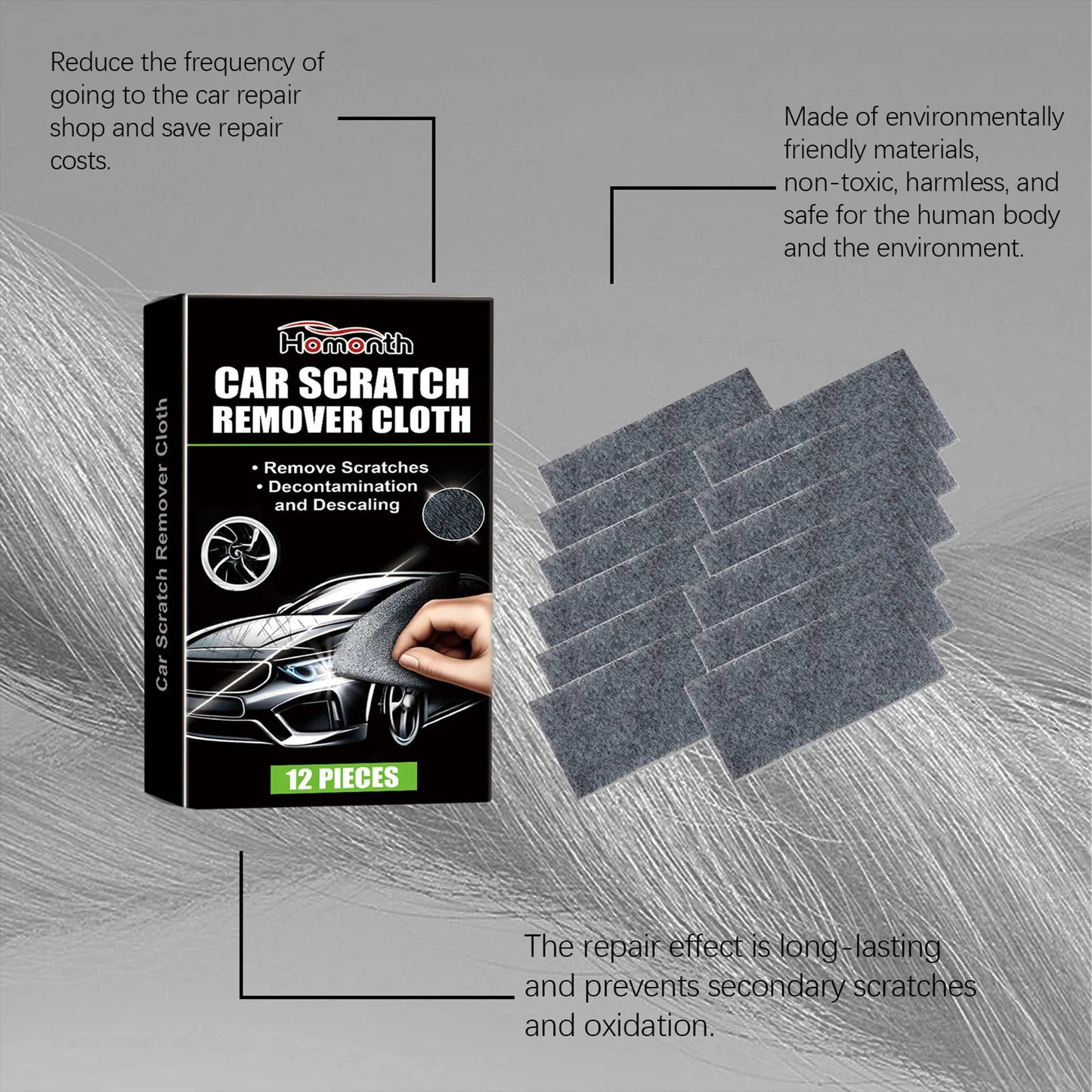 12Pcs Nano Sparkle Cloth for Car Scratch Remover