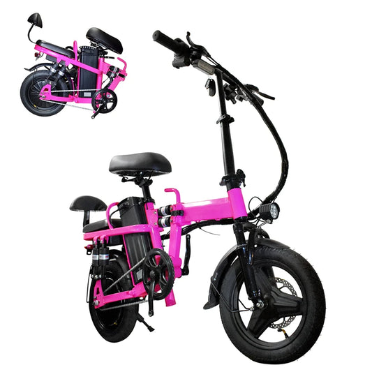 Pink Women Folding Electric Bike for Adults 500W Motor 20MPH