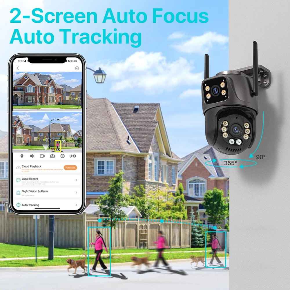 4K 8MP HD Wifi PTZ Camera Outdoor 4MP Dual Lens Dual Screen