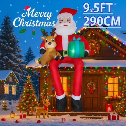 9.5FT Inflatable Christmas Santa Claus Decoration Reindeer