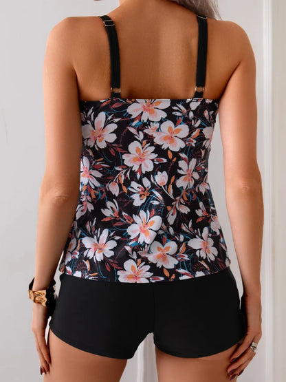 2025 Sexy Strappy Tankini Floral Printed Swimsuit Women