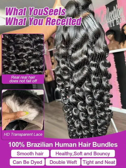 30 40 Inch Loose Deep Wave 13x6 HD Lace Front Human Hair