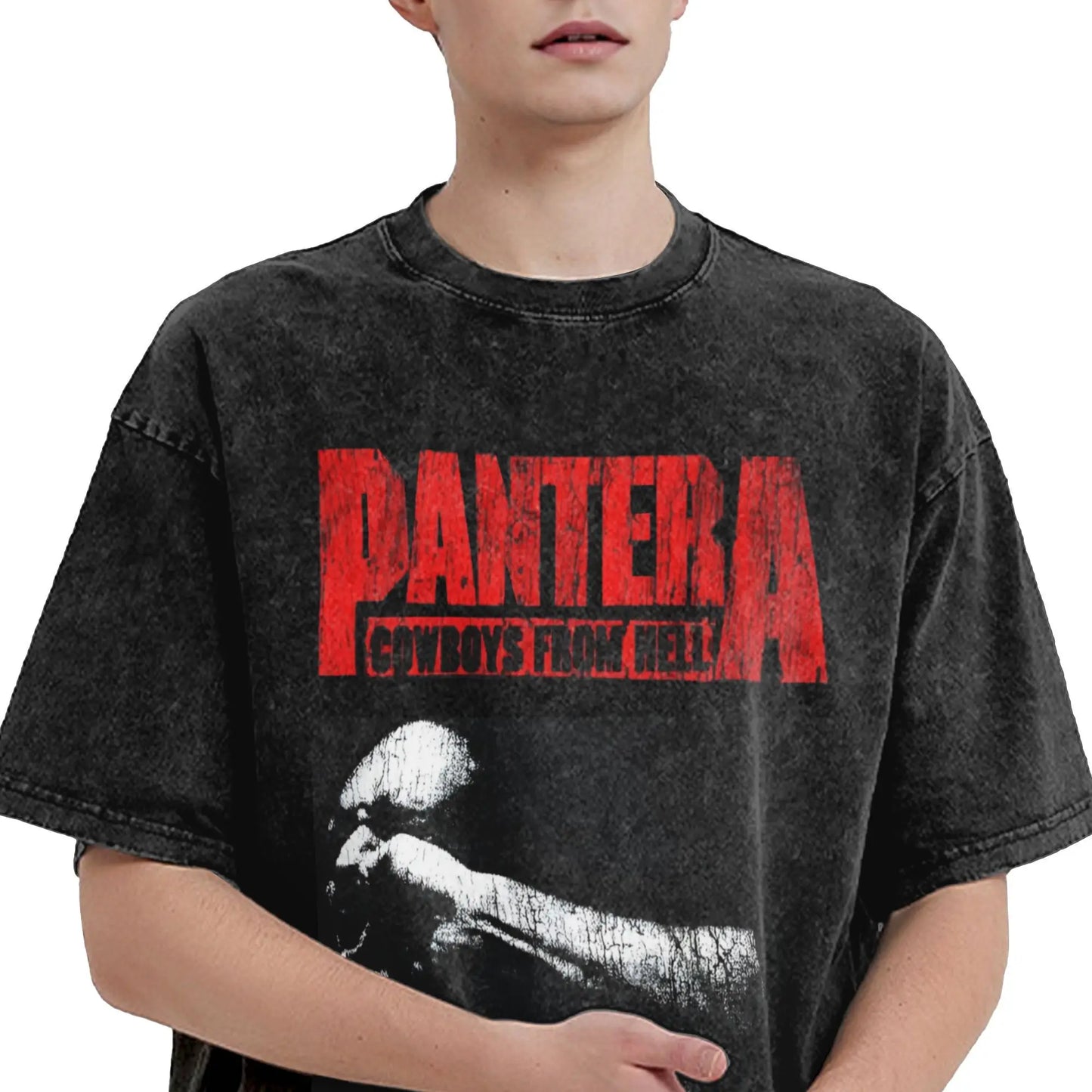 Venomous Black Metal Rock Washed T Shirt Men Pantera Cotton