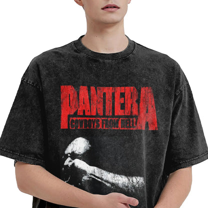 Venomous Black Metal Rock Washed T Shirt Men Pantera Cotton