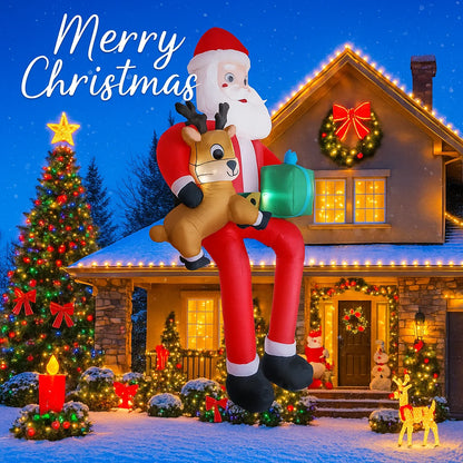 9.5FT Inflatable Christmas Santa Claus Decoration Reindeer