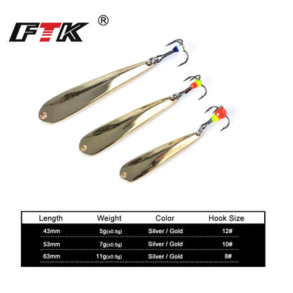 FTK 5g/7g/11g Winter Ice Fishing Lure Metal Jig Wobblers