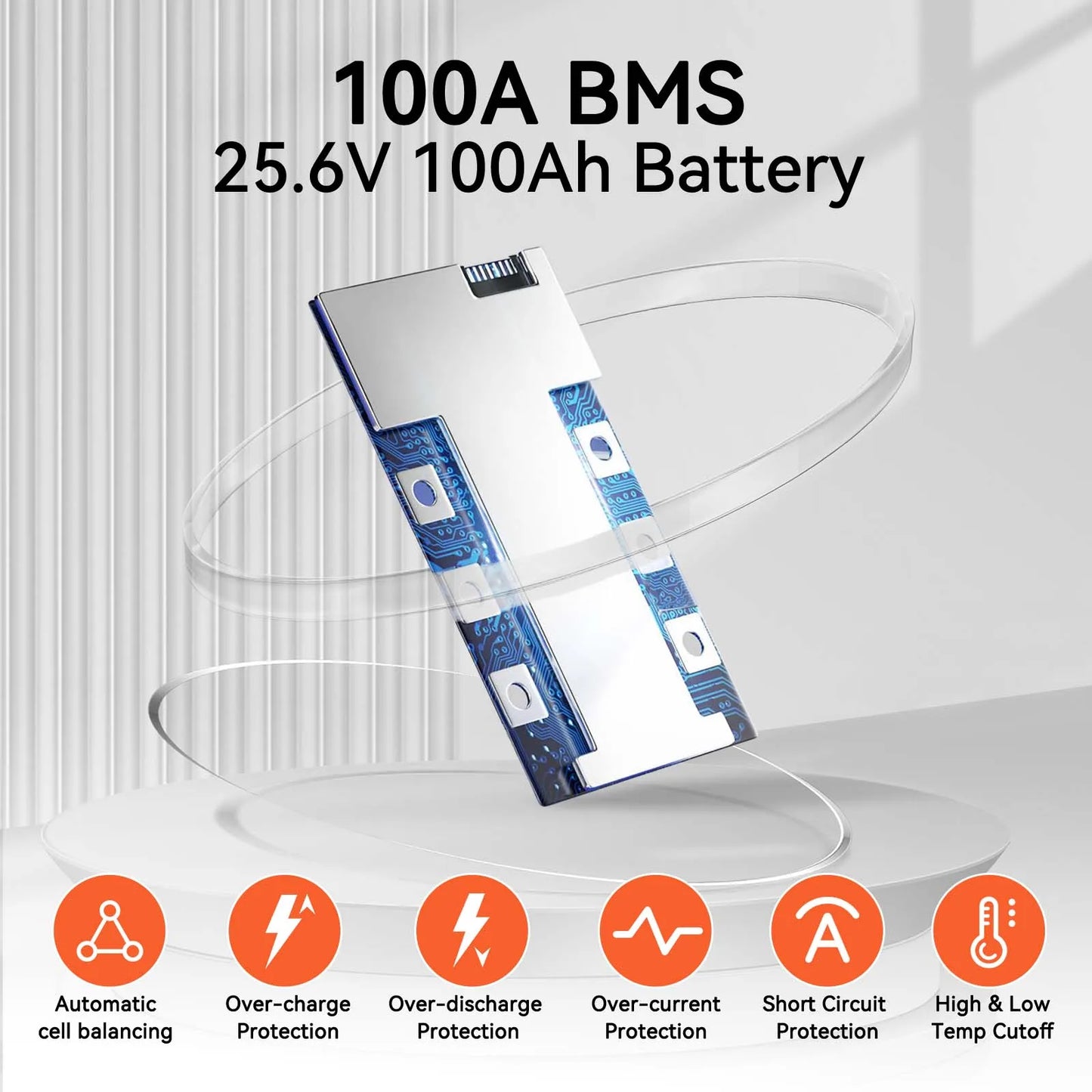 Humsienk 24V 100Ah LiFePO4 Battery 15000 Cycle 100A BMS UP 2560W