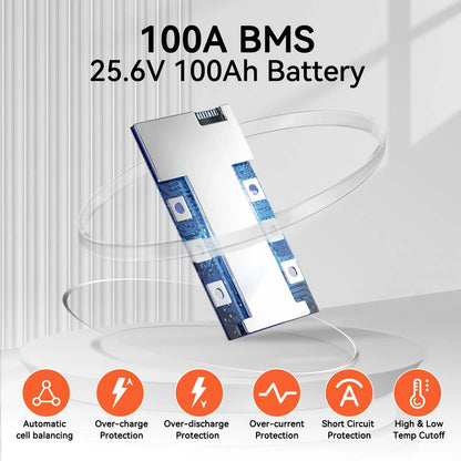 Humsienk 24V 100Ah LiFePO4 Battery 15000 Cycle 100A BMS UP 2560W
