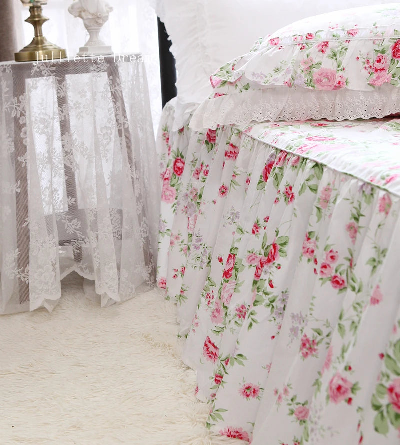 European Pastoral Style Rose Printed Bed Spread Garden