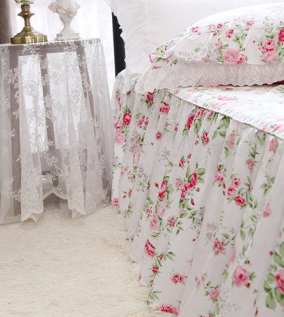 European Pastoral Style Rose Printed Bed Spread Garden