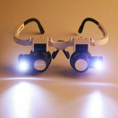 2XLED Watch Jeweler Repair Magnifier Head-Mounted Headband