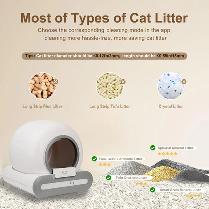 DOEL 65L Self-Cleaning Cat Litter Box App Control, ONLY Supports 2.4G WiFi