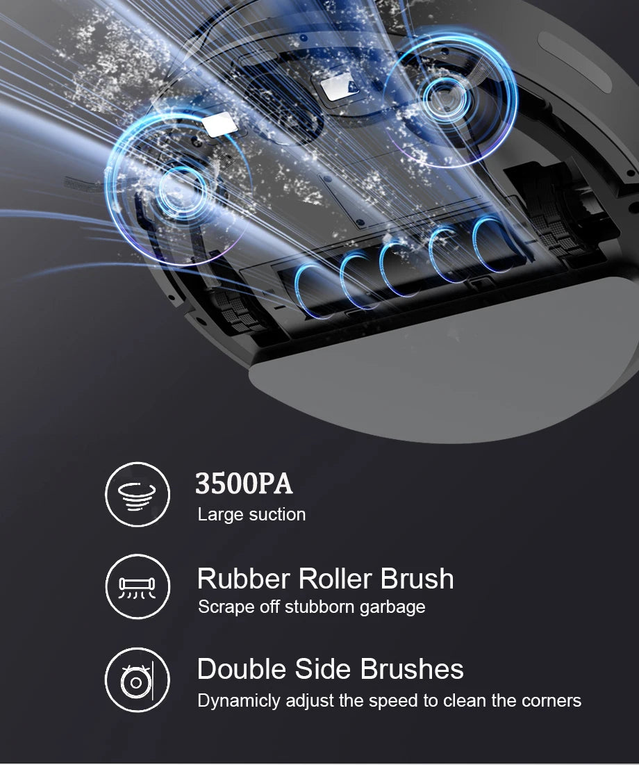 Robot Vacuum Cleaner Combo Mop,3500PA Suction Robotic,