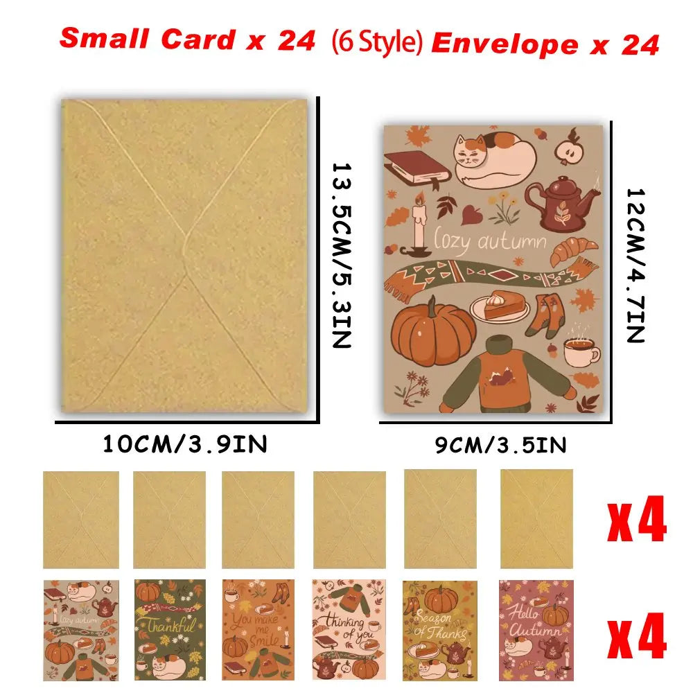 Thanksgiving cards with envelopes,autumn pumpkin