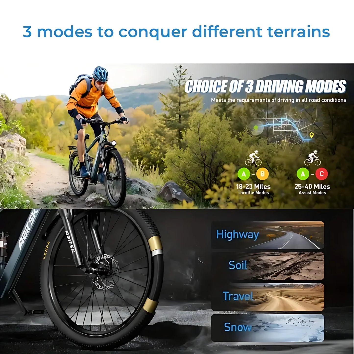 26'' Electric Bike for Adults,750W Peak Motor Mountain
