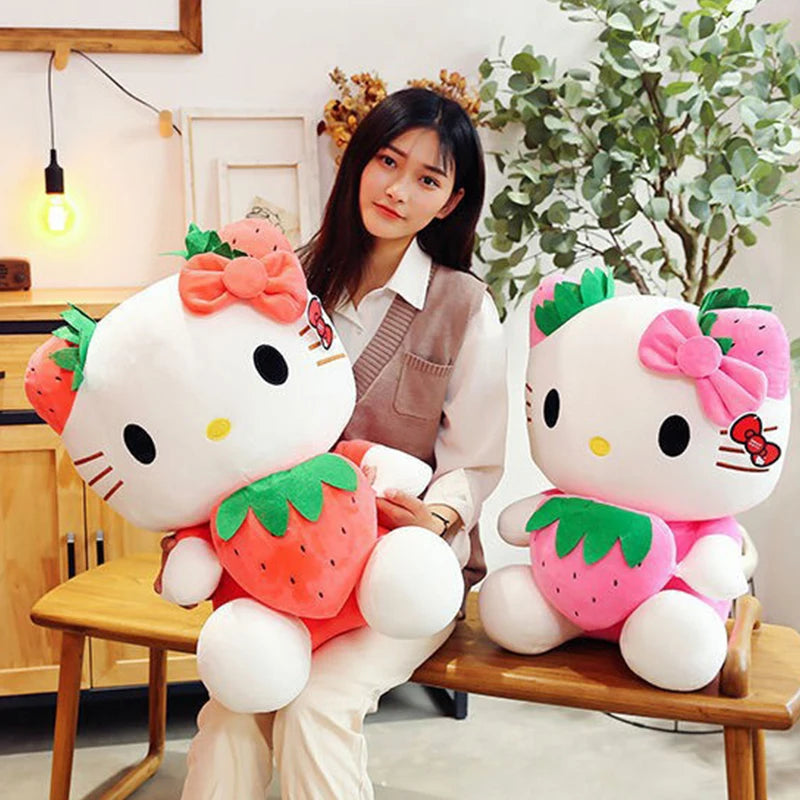 Kawaii Sanrio Hello Kitty Plush Stuffed Toy Strawberry KT Cat Pillow