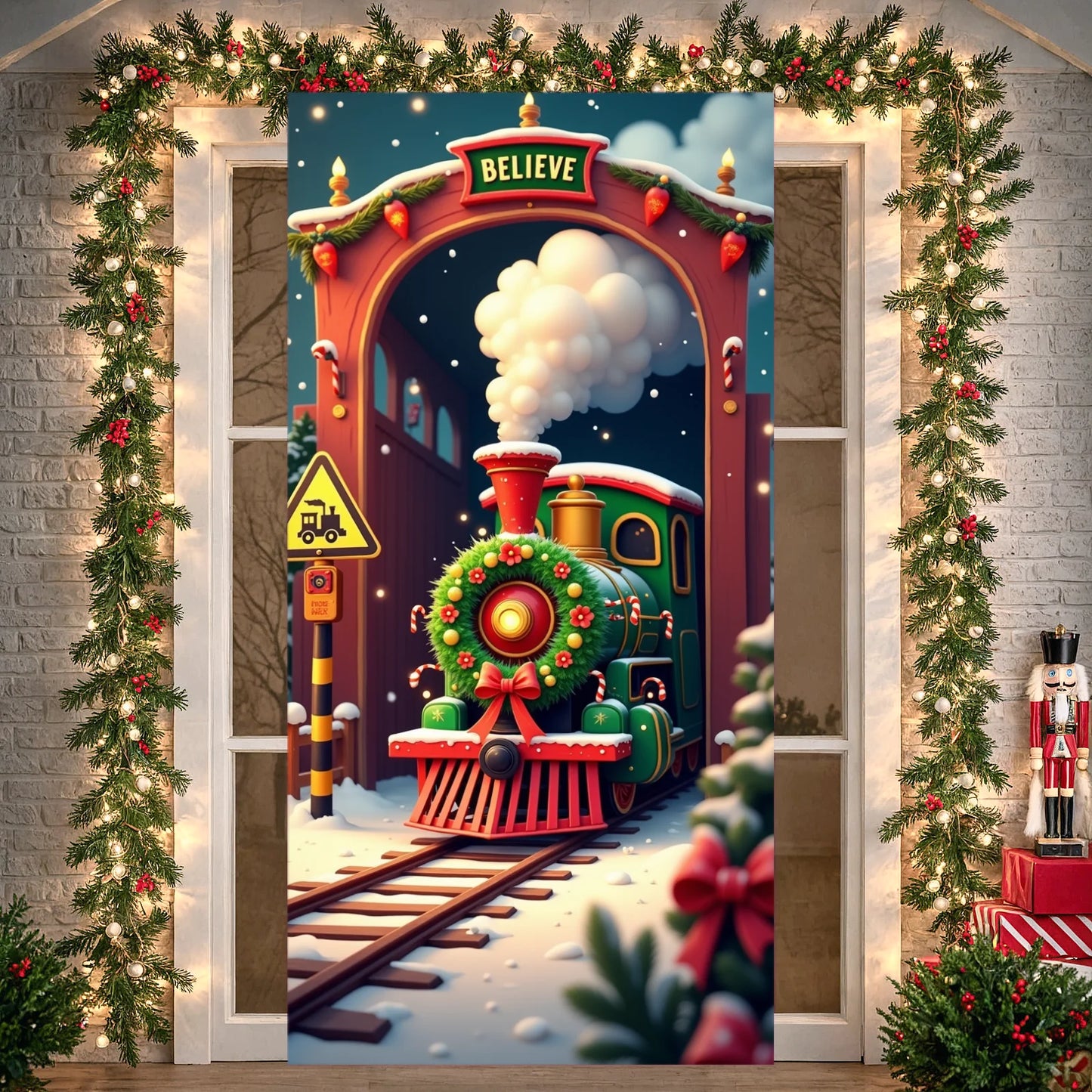 Christmas snowman Hanging Flag Door Banner