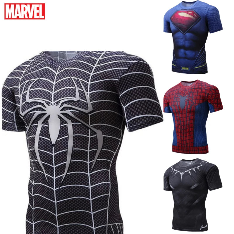 Marvel T Shirt Avengers Spiderman Iron Man Black