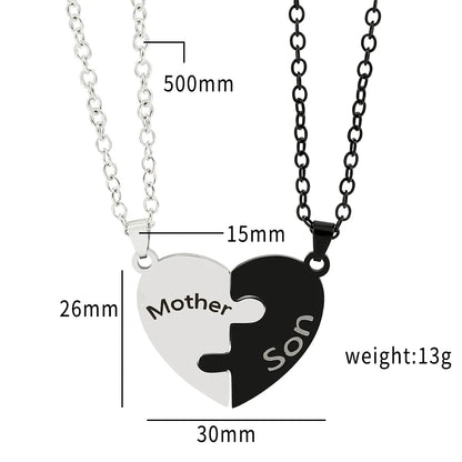 Family Heart Puzzle Necklace for Mom - Stainless Steel