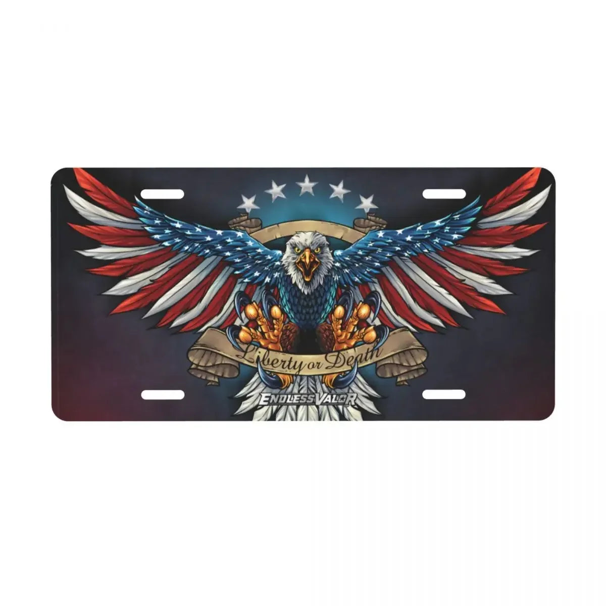 American Flag Bald Eagle Metal License Plate