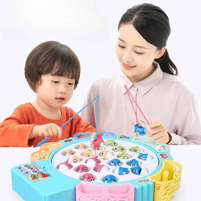 Magnetic Fishing Toys Fish and Rod with Magnetic Rotating Fishing Game