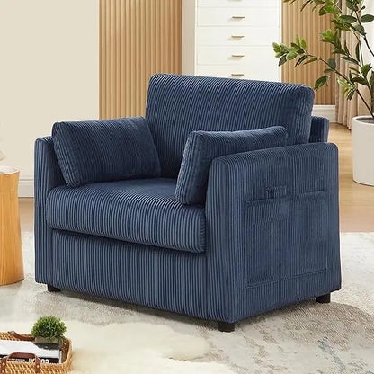 Modern Corduroy Accent Chairs, 38 W Comfy Armchair