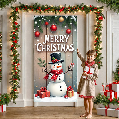 Christmas snowman Hanging Flag Door Banner