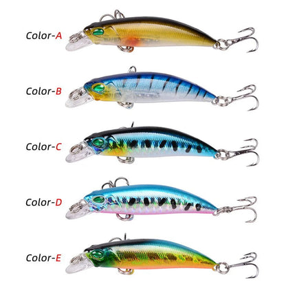5 PCS Luure Kit Sinking Minnow Trout Artificial Bait Crank Bait Bass Hook