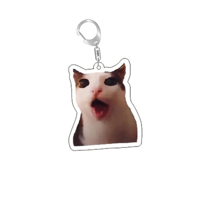 Funny Cat Memes Series Keychain Student Gift Bag Lanyard