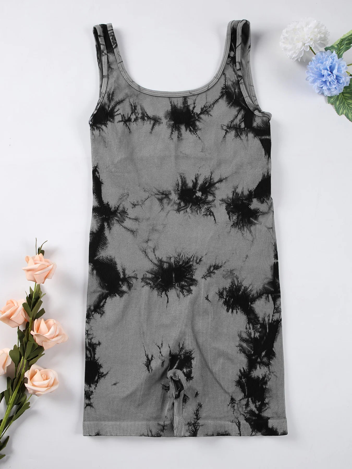 1PCS Backless Yoga Suit U Neck Sleeveless Sports Jumpsuit Solid Colour