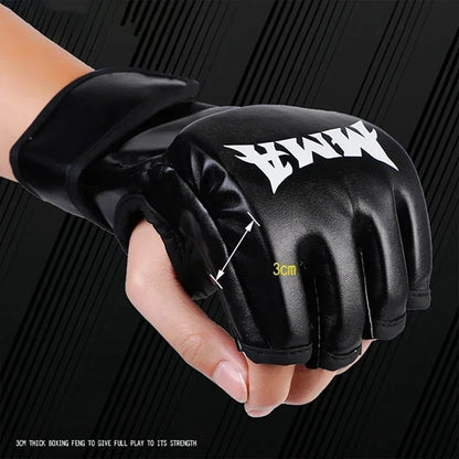 1 Pair Of Pu Boxing Gloves Mma Gloves Half Finger Sandbag