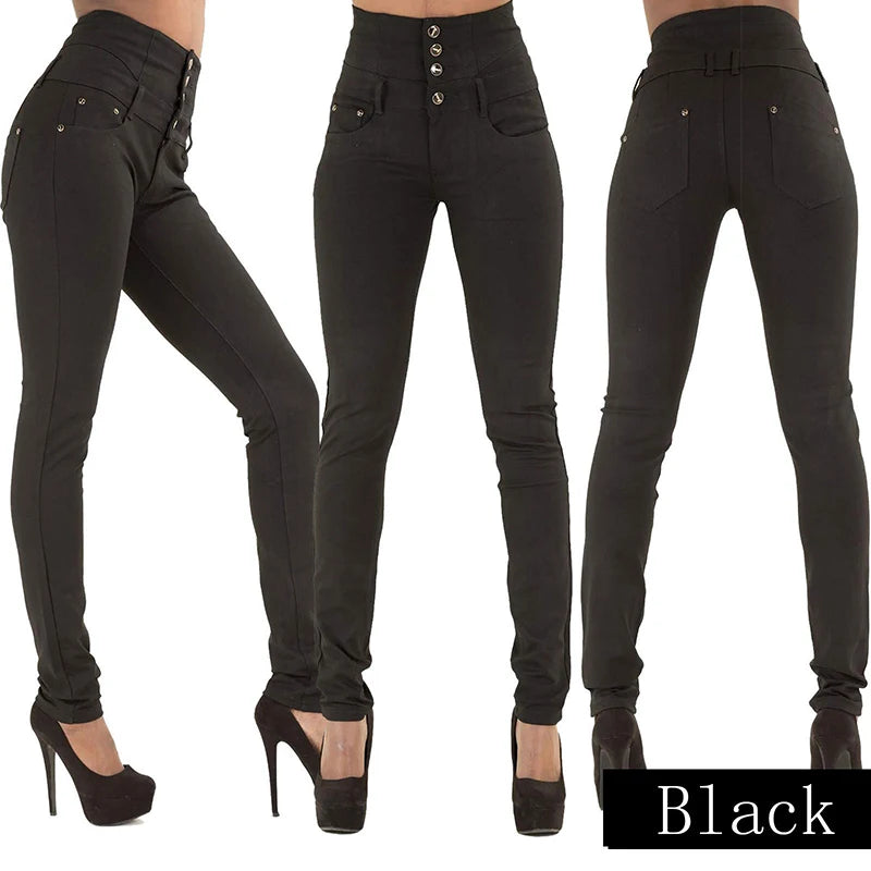 Women Narrow Straight Leg Slim Wrap Hips Jeans Lady Vintage