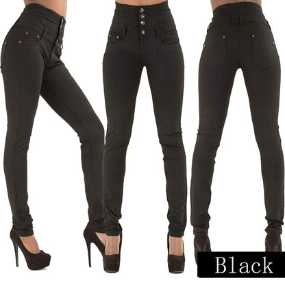 Women Narrow Straight Leg Slim Wrap Hips Jeans Lady Vintage