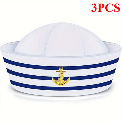 1/3/6 pieces of blue striped sailor hats, white striped sailor