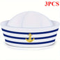 1/3/6 pieces of blue striped sailor hats, white striped sailor