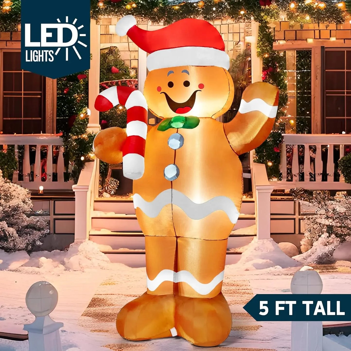 Syncfun 5 FT Christmas Gingerbread Man Inflatable Outdoor