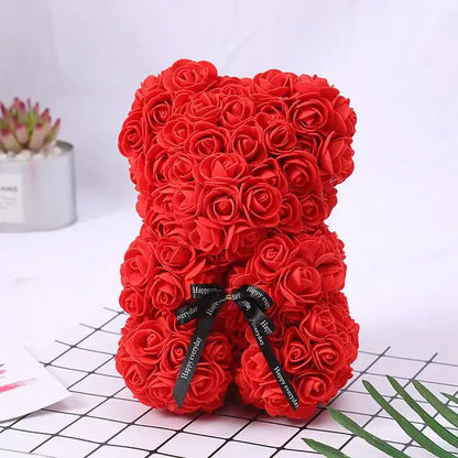25cm Artificial Teddy Rose Flower Bear with Box Romantic