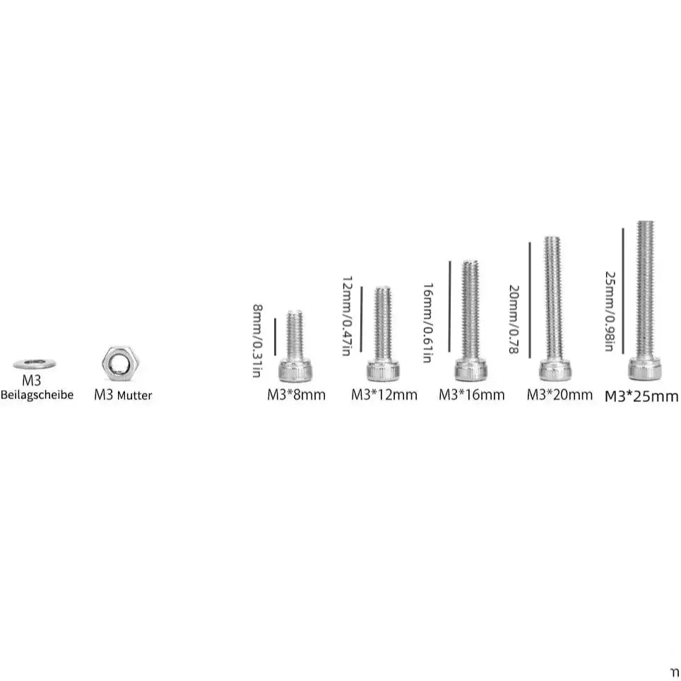 150pieces/box M3 X 8mm, 12mm, 16mm, 20mm, 25mm Hexagon Socket Screws, Bolts, Nuts