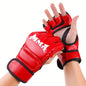 1 Pair Of Pu Boxing Gloves Mma Gloves Half Finger Sandbag