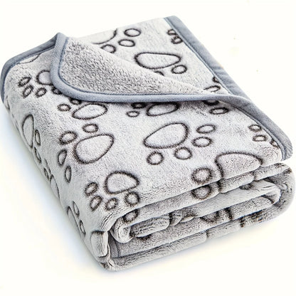 1pcs Ultra-Soft Paw Print Dog Blankets - Machine Washable,