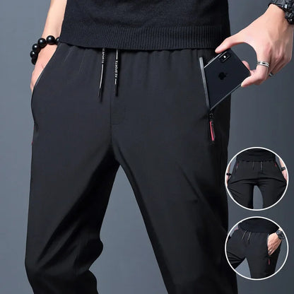Men's Casual Pants Straight Slim Fit Elastic Waist