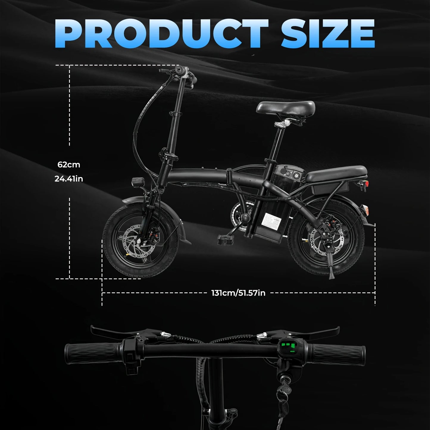 Adult and adolescent folding electric bicycles, 14 inch 500W 24MPH 48V 10Ah battery, 3-